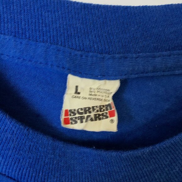 Vintage 80s 7-Eleven Ticket Quik T-Shirt M Blue Screen Stars Single Stitch - Picture 4 of 15